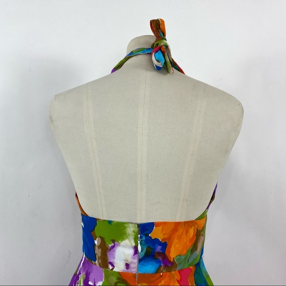 Tori Richards 70s Honolulu Floral Pastel Halter dress size 10 - Picture 5 of 16